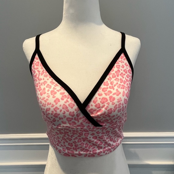 Shein Pink/white/black leopard print, crop, tank top, size XS - Picture 1 of 4